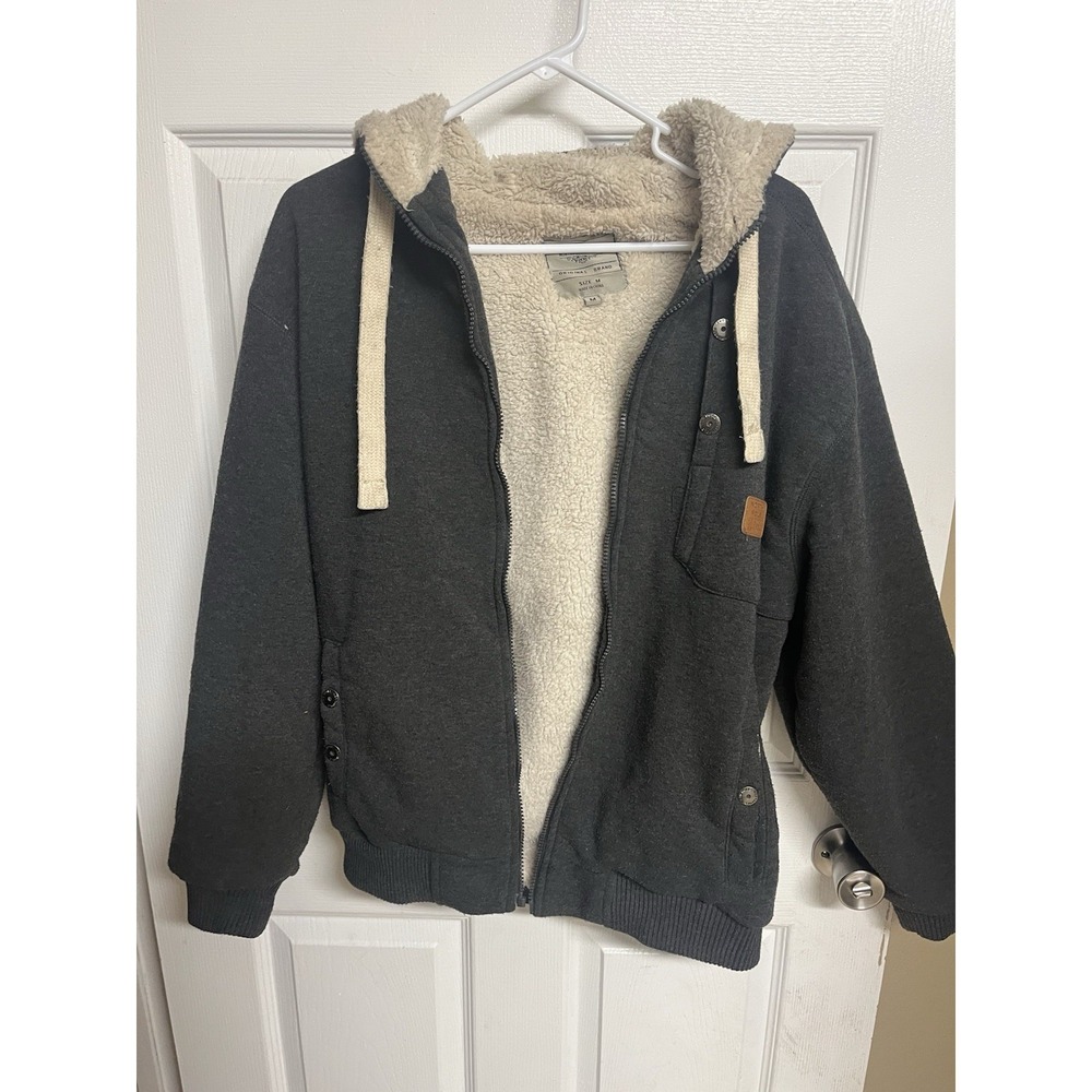 Northpole and More Gray Sherpa Lined Full Zip Hooded Hoodie M Men's with Pockets